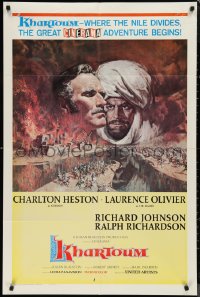 9t1624 KHARTOUM Cinerama style A 1sh 1966 Frank McCarthy art of Charlton Heston & Laurence Olivier!