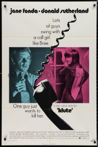 9t1637 KLUTE 1sh 1971 Donald Sutherland helps intended murder victim & call girl Jane Fonda!