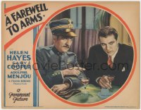 9t0348 FAREWELL TO ARMS LC 1932 dejected Gary Cooper & uniformed Adolphe Menjou having a drink!