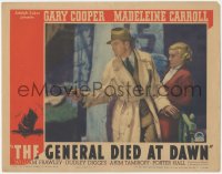 9t0355 GENERAL DIED AT DAWN LC 1936 close up of Gary Cooper firing gun as Madeleine Carroll watches!