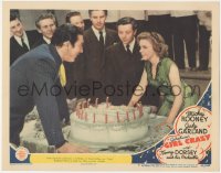 9t0357 GIRL CRAZY LC #5 1943 Judy Garland celebrates her birthday with Rags Ragland & huge cake!