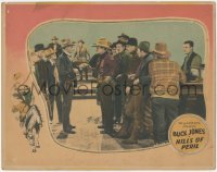 9t0368 HILLS OF PERIL LC 1927 many cowboys watch hero Buck Jones in confrontation, very rare!