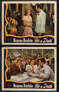 9t0528 IT'S A DATE 2 LCs 1940 Deanna Durbin and Walter Pidgeon in white tuxedo!