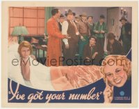 9t0375 I'VE GOT YOUR NUMBER LC 1934 Pat O'Brien & lots of guys by Joan Blondell hiding in bed!