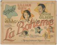 9t0276 LA BOHEME TC 1926 Lillian Gish, John Gilbert & top stars, directed by King Vidor, very rare!