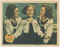 9t0395 LITTLE MISS BROADWAY LC 1938 Shirley Temple singing between two girls in matching uniforms!