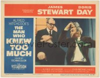 9t0410 MAN WHO KNEW TOO MUCH LC #5 1956 Alfred Hitchcock, close up of James Stewart attacking man!