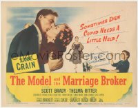 9t0278 MODEL & THE MARRIAGE BROKER TC 1952 Scott Brady kisses Jeanne Crain, smoking Thelma Ritter!