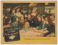 9t0422 MORE THE MERRIER LC 1943 Jean Arthur shows Joel McCrea there are 8 girls to every fellow!