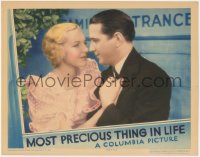 9t0423 MOST PRECIOUS THING IN LIFE LC 1934 romantic c/u of Jean Arthur & Donald Cook, ultra rare!