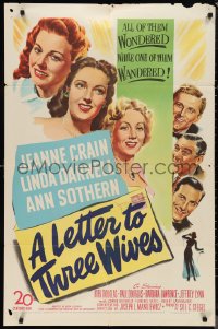 9t1662 LETTER TO THREE WIVES 1sh 1949 Jeanne Crain, Linda Darnell, Ann Sothern, Kirk Douglas!