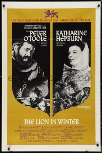 9t1669 LION IN WINTER style B 1sh 1968 Katharine Hepburn as Eleanor, Peter O'Toole as Henry II!