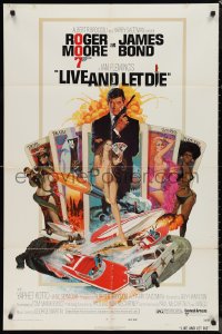 9t1676 LIVE & LET DIE West Hemi 1sh 1973 Robert McGinnis art of Roger Moore as James Bond!