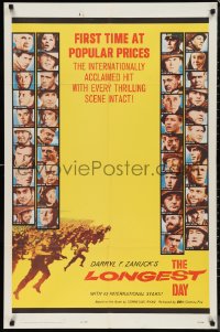 9t1683 LONGEST DAY 1sh 1962 John Wayne in WWII, all-star cast, first time at popular prices!