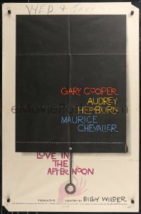 9t1689 LOVE IN THE AFTERNOON 1sh 1957 Billy Wilder, great Saul Bass window shade art!