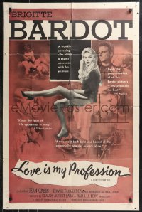 9t1691 LOVE IS MY PROFESSION 27x41 1sh 1959 sexy Brigitte Bardot in Simoneon's En Cas de Malheur!