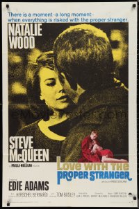 9t1696 LOVE WITH THE PROPER STRANGER 1sh 1964 Natalie Wood & Steve McQueen, blue title design!