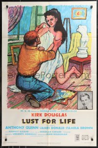 9t1698 LUST FOR LIFE 1sh 1956 wonderful artwork of Kirk Douglas as artist Vincent Van Gogh!