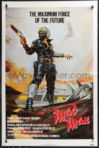 9t1701 MAD MAX 1sh R1983 Garland art of wasteland cop Mel Gibson, George Miller action classic!