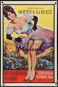 9t1706 MADAME SANS GENE 1sh R1963 sexy full-length Sophia Loren in low-cut dress, Madame!