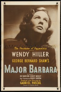 9t1710 MAJOR BARBARA 1sh 1941 George Bernard Shaw, striking image of Wendy Hiller!