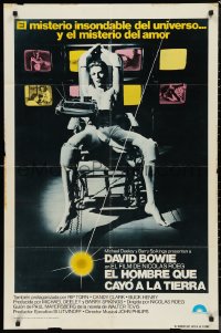 9t1717 MAN WHO FELL TO EARTH int'l Spanish language 1sh 1976 alien David Bowie in cool chair, Nicolas Roeg!