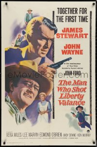 9t1719 MAN WHO SHOT LIBERTY VALANCE 1sh 1962 John Wayne & James Stewart first time together!