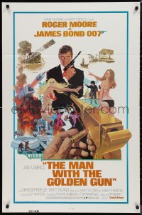 9t1721 MAN WITH THE GOLDEN GUN East Hemi 1sh 1974 no-TA style, Moore as James Bond by Robert McGinnis