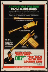 9t1723 MAN WITH THE GOLDEN GUN teaser 1sh 1974 a Christmas present from James Bond, Robert McGinnis!