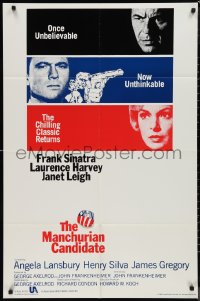 9t1725 MANCHURIAN CANDIDATE 1sh R1988 Frank Sinatra, Janet Leigh, directed by John Frankenheimer!