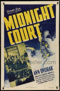 9t1737 MIDNIGHT COURT 1sh 1937 romantic close up of Ann Dvorak & district attorney John Litel!