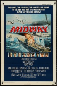 9t1739 MIDWAY style B 1sh 1976 Charlton Heston, Henry Fonda, dramatic naval battle art!