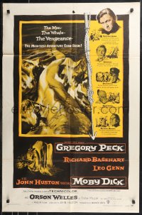 9t1741 MOBY DICK 1sh 1956 John Huston, great art of Gregory Peck & the giant whale!