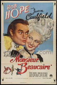 9t1744 MONSIEUR BEAUCAIRE 1sh 1946 great close up of Bob Hope kissing pretty Joan Caulfield!