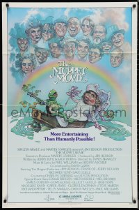 9t1757 MUPPET MOVIE 1sh 1979 Jim Henson, Drew Struzan art of Kermit the Frog & Miss Piggy on boat!