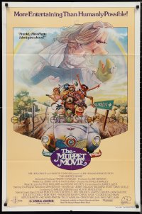 9t1756 MUPPET MOVIE 1sh 1979 Henson, Drew Struzan GWTW parody art of Kermit the Frog & Miss Piggy!