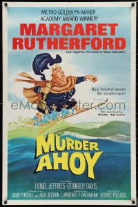 9t1758 MURDER AHOY 1sh 1964 Jung art of Margaret Rutherford as Agatha Christie's Miss Marple!