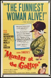 9t1759 MURDER AT THE GALLOP 1sh 1963 wacky Jim G. art of English detective Margaret Rutherford!