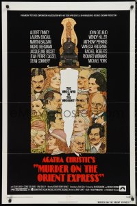 9t1760 MURDER ON THE ORIENT EXPRESS 1sh 1974 Agatha Christie, great art of cast by Richard Amsel!