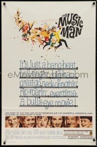 9t1763 MUSIC MAN 1sh 1962 Robert Preston, Shirley Jones, art of parade, classic musical!