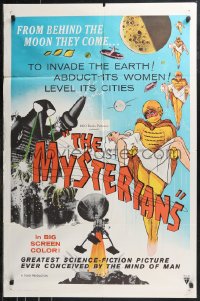 9t1770 MYSTERIANS 1sh 1959 they're abducting Earth's women & leveling its cities, RKO printing!