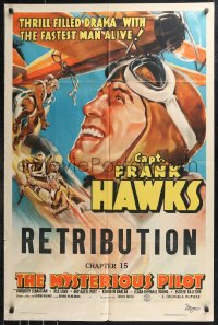 9t1771 MYSTERIOUS PILOT chapter 15 1sh 1937 aviation hero Captain Frank Hawks in Retribution, rare!