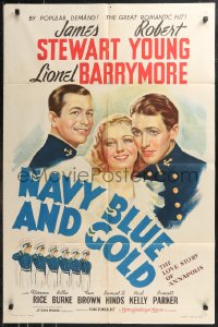 9t1775 NAVY BLUE & GOLD 1sh R1941 Florence Rice between cadets James Stewart & Robert Young!