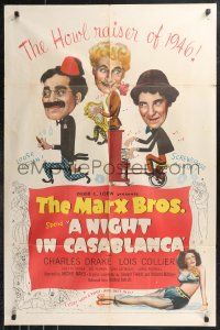 9t1783 NIGHT IN CASABLANCA 1sh 1946 wonderful art of The Marx Brothers, Groucho, Chico & Harpo!