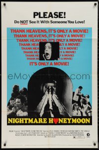 9t1785 NIGHTMARE HONEYMOON 1sh 1973 do not see it with someone you love, it's only a movie!