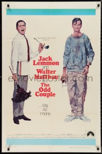 9t1795 ODD COUPLE 1sh 1968 art of best friends Walter Matthau & Jack Lemmon by Robert McGinnis!