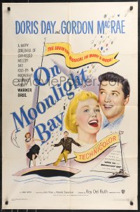 9t1802 ON MOONLIGHT BAY 1sh 1951 great image of singing Doris Day & Gordon MacRae on sailboat!