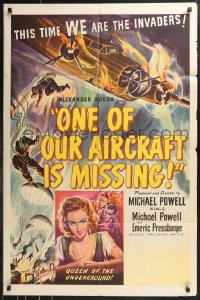 9t1808 ONE OF OUR AIRCRAFT IS MISSING 1sh 1942 Powell & Pressburger, cool bomber airplane art!