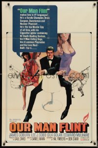 9t1809 OUR MAN FLINT 1sh 1966 Bob Peak art of James Coburn, sexy James Bond spy spoof!