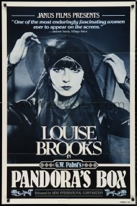 9t1818 PANDORA'S BOX 1sh R1982 great close portrait of sexy Louise Brooks, G.W. Pabst!